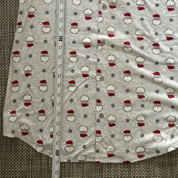 INK + IVY NWT Santa Faces Button Down Shirttail Hem Nightshirt Pajamas Gray L - Picture 7 of 7
